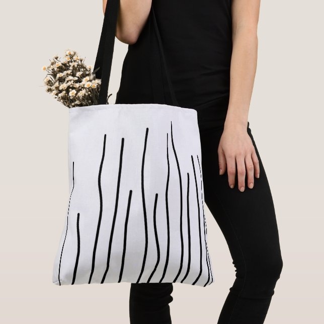 Abstrakt Art Schwarz-weiß Lines Minimalismus Tasche (Von Nahem)