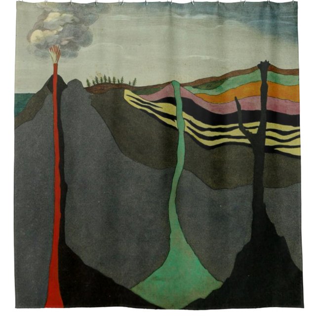 Abstrakt Art Sliced Earth Vulkan Duschvorhang (Vorderseite)