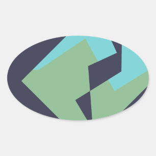 Abstrakt Art Türkis Blue Green Ovaler Aufkleber
