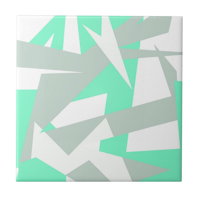 Abstrakt Art Türkis Grau Fliese (Vorderseite)