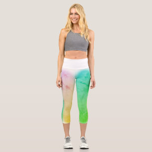 Abstrakt Art Türkis Green Blue Capri Leggings