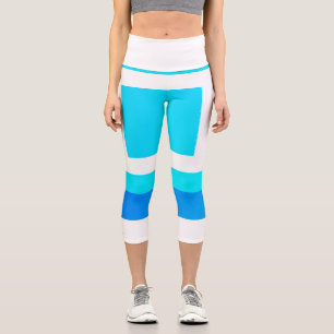 Abstrakt Art Türkis Grün Weiß Capri Leggings