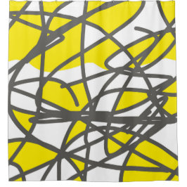 Abstrakt Art Yellow Grey White Minimalismus Duschvorhang
