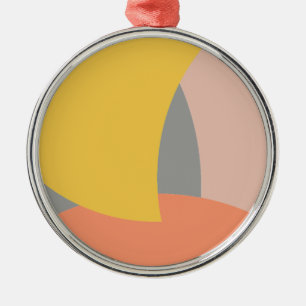 Abstrakt Art Yellow Grey White Ornament Aus Metall