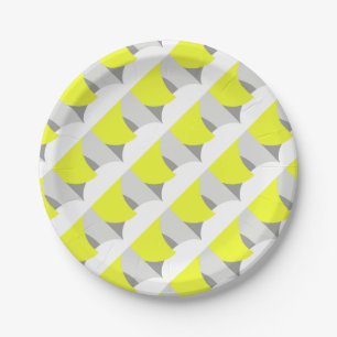 Abstrakt Art Yellow Grey White Pappteller
