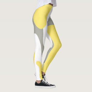 Abstrakt Art Yellow White Gray Pastel Leggings