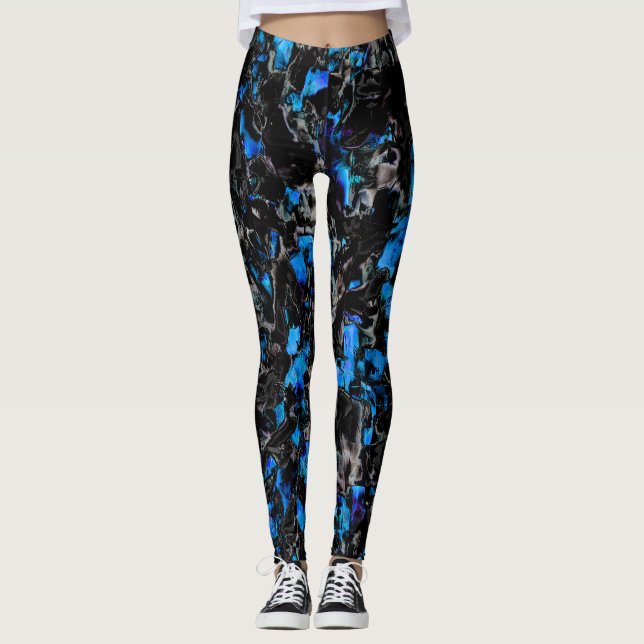 Abstrakt aussehende Fledermausflüge über türkisfar Leggings (Vorderseite)