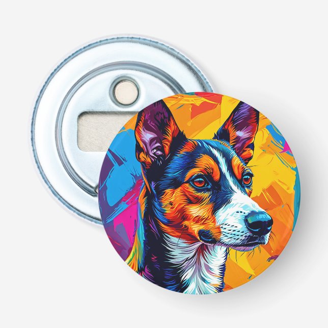 Abstrakt Basenji Dog Portrait Flaschenöffner (Vorderseite)