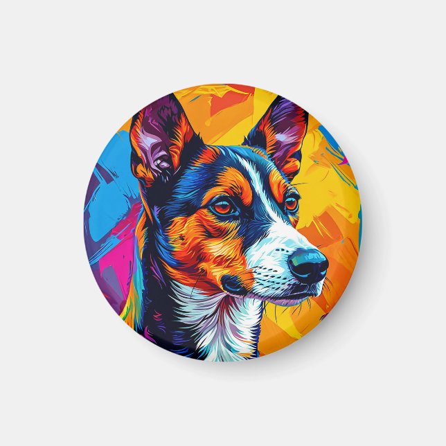 Abstrakt Basenji Dog Portrait Magnet (Vorne)