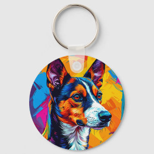 Abstrakt Basenji Dog Portrait Schlüsselanhänger