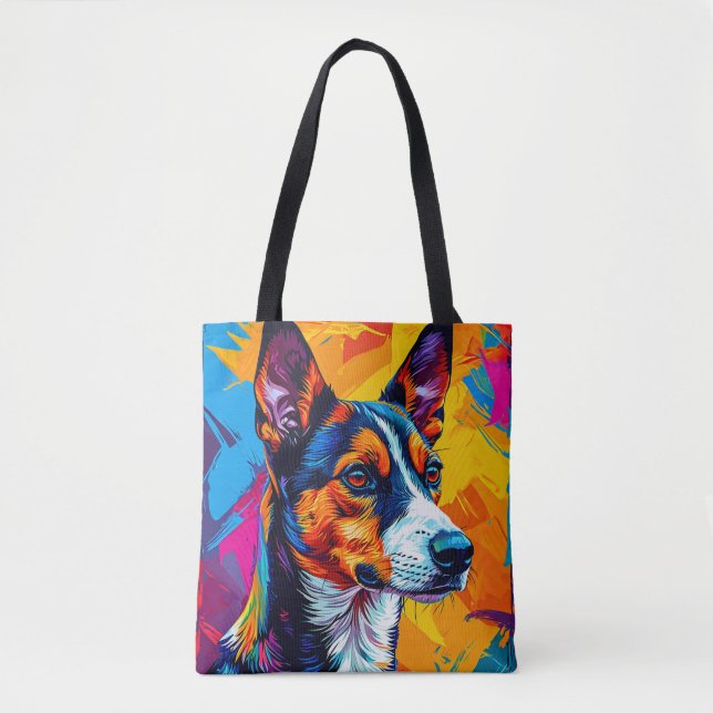Abstrakt Basenji Dog Portrait Tasche (Vorderseite)