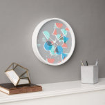 Abstrakt Bauhaus Halbkreise Mod Pop Art Muster Uhr<br><div class="desc">Schöne zeitgenössische blaue, minzgrün, korallenorange und rot-rosa geometrische Halbkreise und Quadrate Muster Verziert, elegant und funky Hipster Design für den extravaganten künstlerischen Innenarchitekten, künstlerische Mode Diva, beliebter angesagter Trendsetter, Vintages Retro, Deko-Jugendstil-Art, oder abstrakte grafische geometrische Motive Liebhaber. Erhältlich in einer Vielzahl moderner Wohngestaltungen für diejenigen, die ihr Elternschlafzimmer, ihre Küche,...</div>