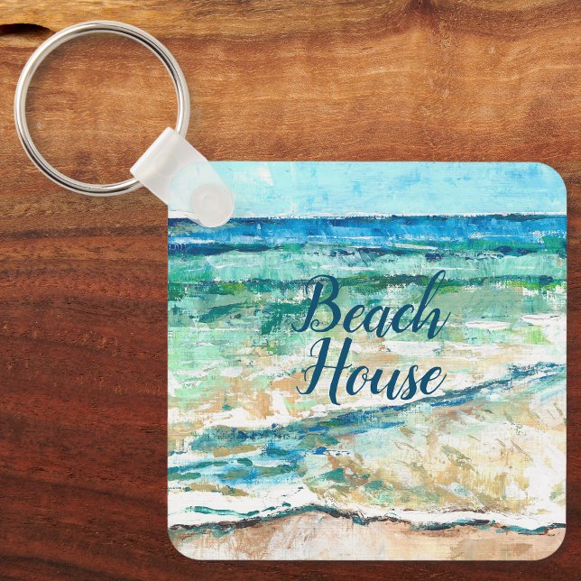 Abstrakt Beach Coastal Beach House Art Schlüsselanhänger (Beach House Coastal Artwork Life's A Beach Key Chain from Jenn Steffen, Jenn's Emporium. )