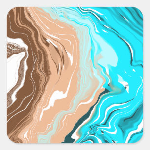 Abstrakt Beach Fluid Art Quadratischer Aufkleber