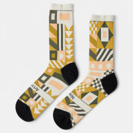 Abstrakt Beige Geometrischer Bauhaus Socken