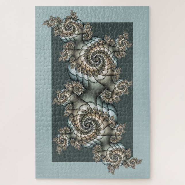 Abstrakt Beige Light Blue Fraktal Kunstgalerie (Vertikal)