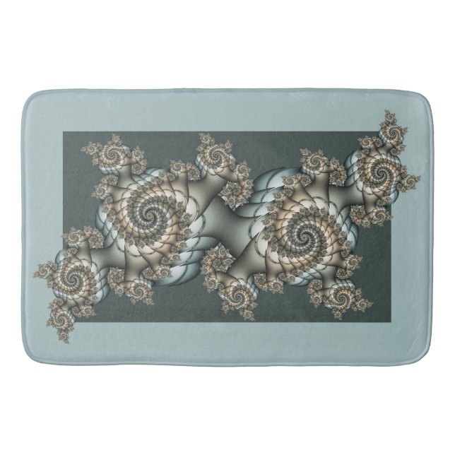 Abstrakt Beige Light Blue Fraktal Kunstgalerie Badematte (Vorderseite)