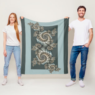 Abstrakt Beige Light Blue Fraktal Kunstgalerie Fleecedecke