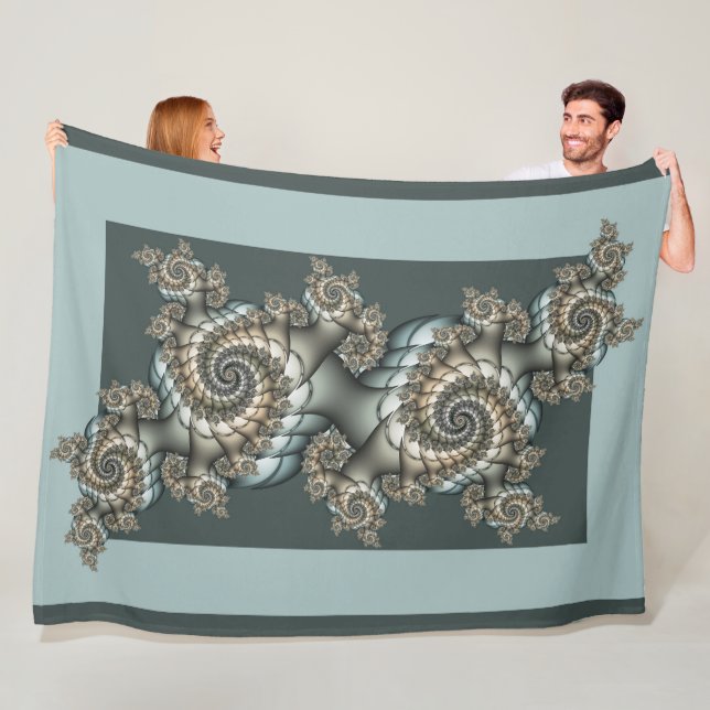 Abstrakt Beige Light Blue Fraktal Kunstgalerie Fleecedecke (Beispiel)
