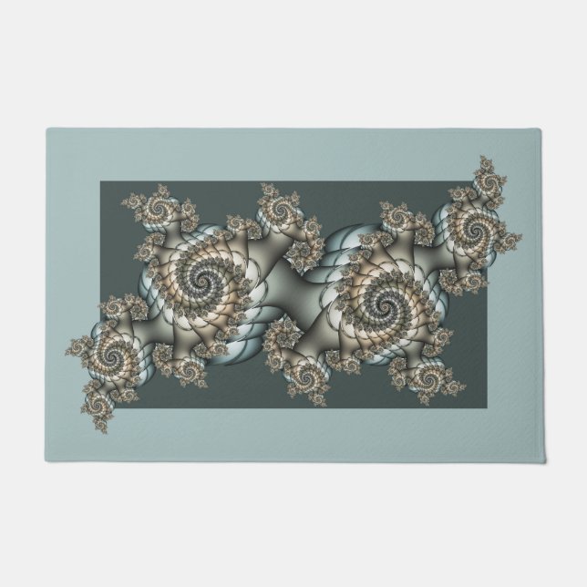 Abstrakt Beige Light Blue Fraktal Kunstgalerie Fußmatte (Vorderseite)