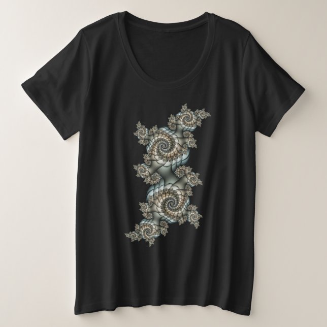 Abstrakt Beige Light Blue Fraktal Kunstgalerie Große Größe T-Shirt (Design vorne)