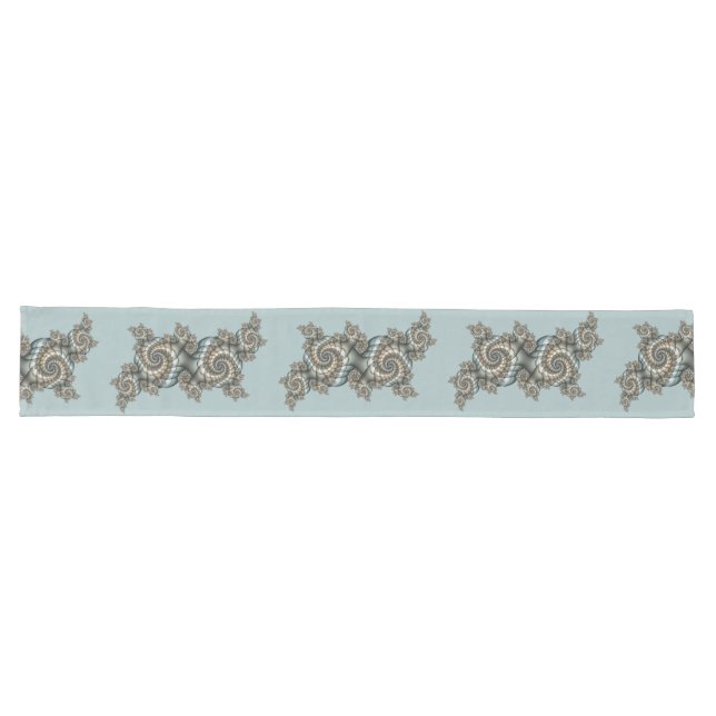 Abstrakt Beige Light Blue Fraktal Kunstgalerie Großer Tischläufer (Horizontal)