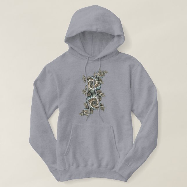 Abstrakt Beige Light Blue Fraktal Kunstgalerie Hoodie (Design vorne)