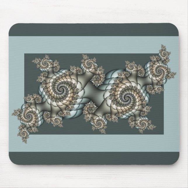 Abstrakt Beige Light Blue Fraktal Kunstgalerie Mousepad (Vorne)