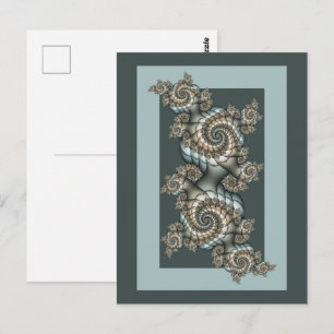 Abstrakt Beige Light Blue Fraktal Kunstgalerie Postkarte