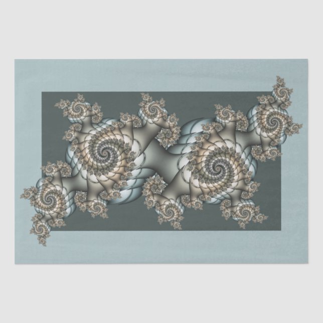 Abstrakt Beige Light Blue Fraktal Kunstgalerie Seidenpapier (Vorderseite)
