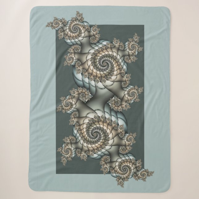 Abstrakt Beige Light Blue Fraktal Kunstgalerie Sherpadecke (Vorderseite)