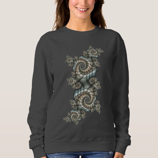 Abstrakt Beige Light Blue Fraktal Kunstgalerie Sweatshirt (Vorderseite)