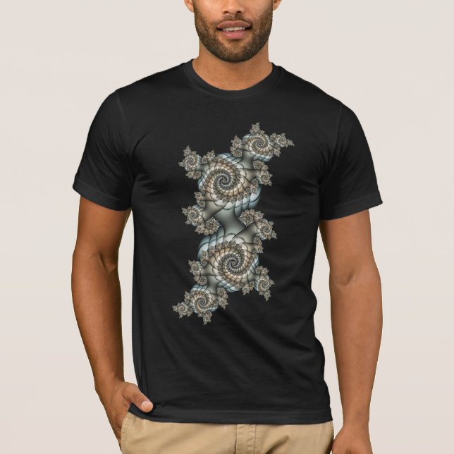 Abstrakt Beige Light Blue Fraktal Kunstgalerie T-Shirt (Vorderseite)
