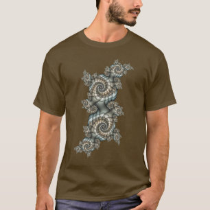 Abstrakt Beige Light Blue Fraktal Kunstgalerie T-Shirt