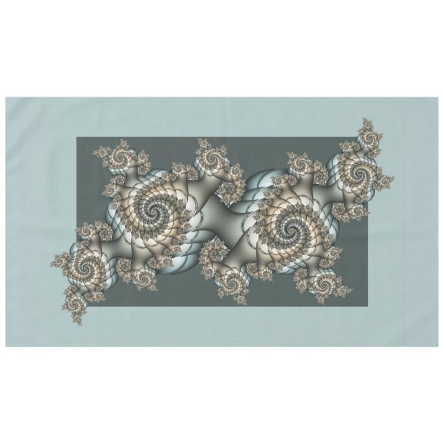 Abstrakt Beige Light Blue Fraktal Kunstgalerie Tischdecke (Vorderseite (Horizontal))