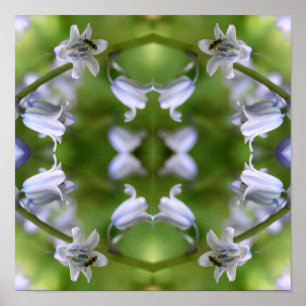 Abstrakt Biene auf Blauglockenblume  Poster