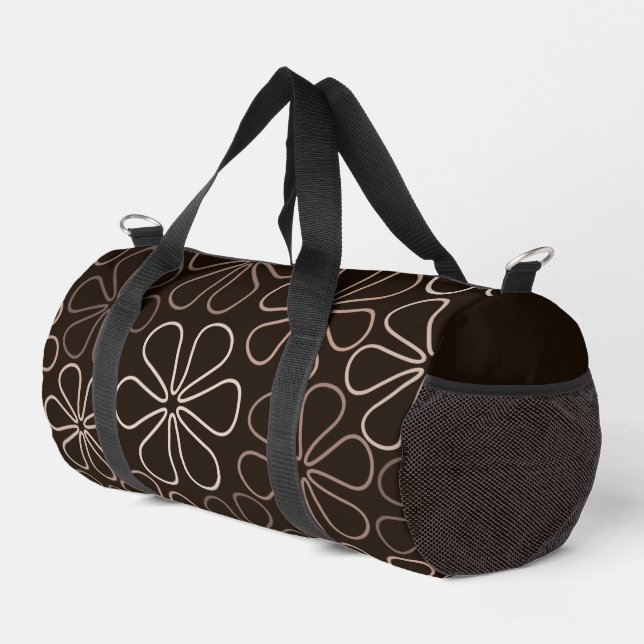Abstrakt Big Blume Konturen Browns & Cremes Duffle Bag (Rechte Ecke)