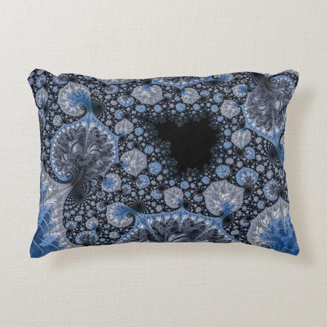 Abstrakt Black Blue Fraktal Dekokissen (Vorderseite)