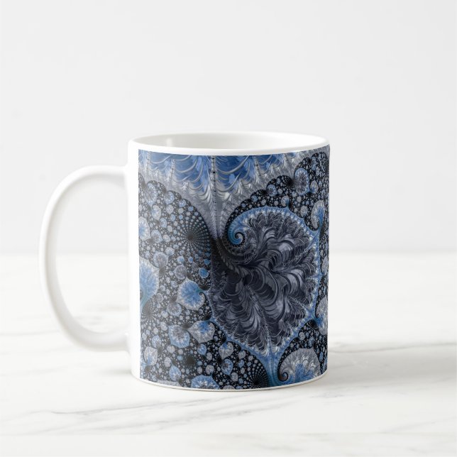 Abstrakt Black Blue Fraktal Kaffeetasse (Links)