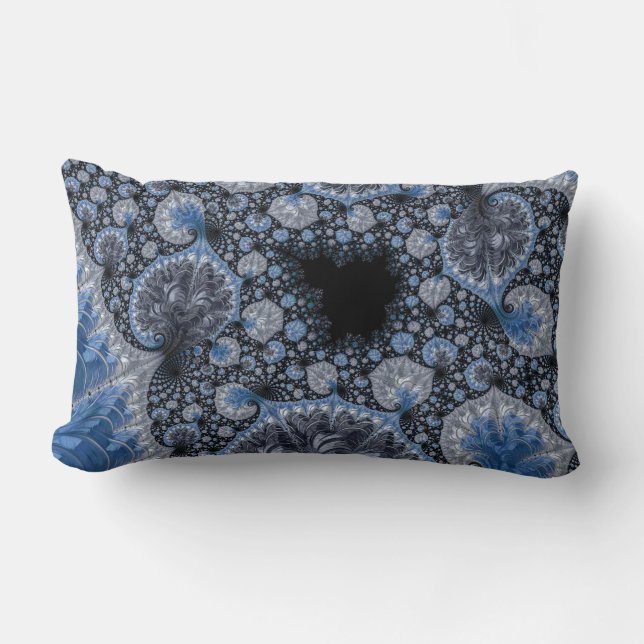 Abstrakt Black Blue Fraktal Lendenkissen (Vorderseite)