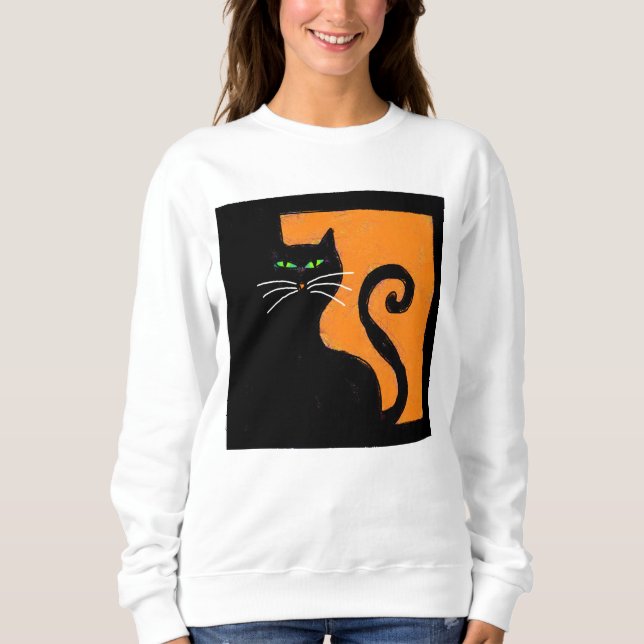 Abstrakt Black Cat Halloween Art Sweatshirt (Vorderseite)