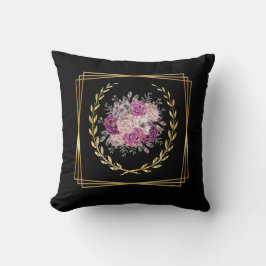 Abstrakt Black Gold Lila Floral Boho Trending Kissen