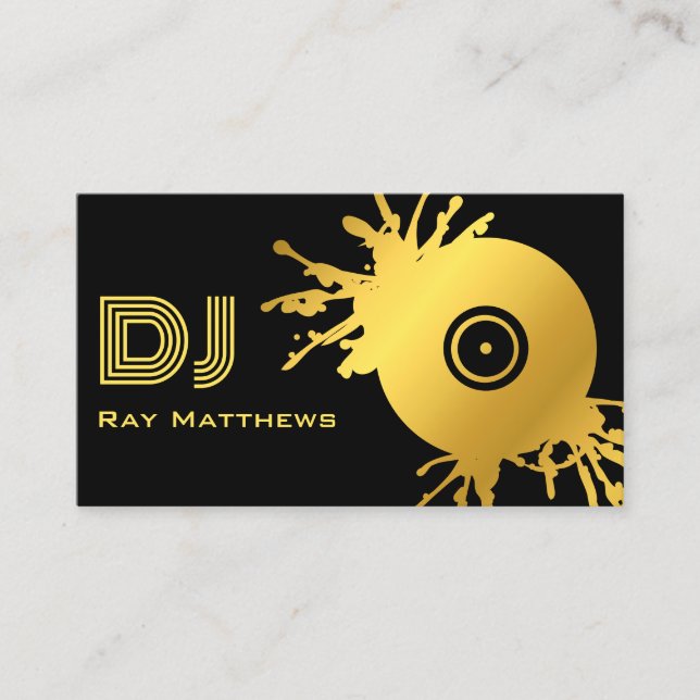 Abstrakt Black Gold Music Disk DJ Visitenkarte (Vorderseite)