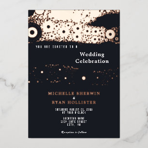 Abstrakt Black Moody Pattern Rose Gold-Hochzeit  Folieneinladung