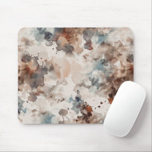 Abstrakt Blau Creme Braun   Mousepad