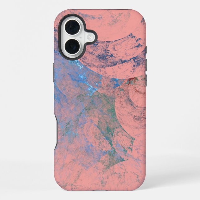 Abstrakt-blau-grün und rosa iPhone 16 plus hülle (Rückseite)