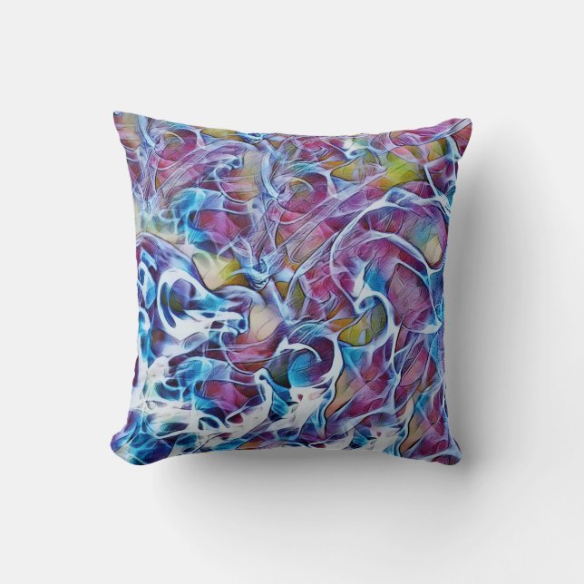 Abstrakt Blau-Rosa-Kunstkissen Kissen (Vorderseite)