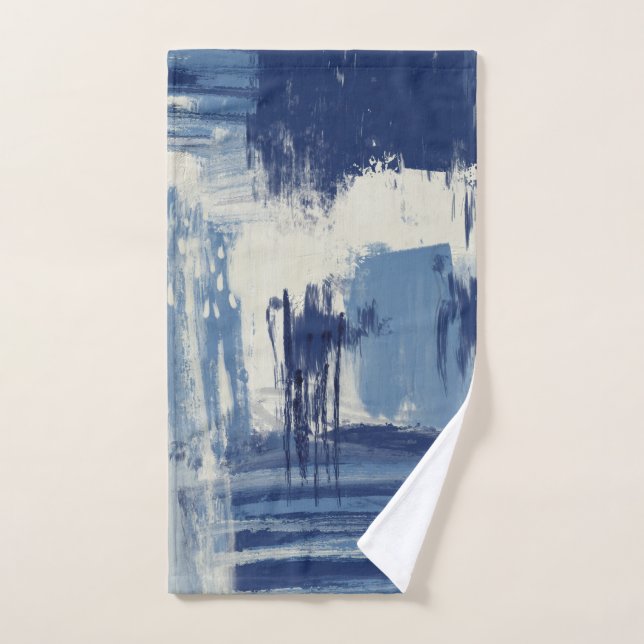 Abstrakt Blau und Elfenbein Badhandtuch Set (Handtuch)