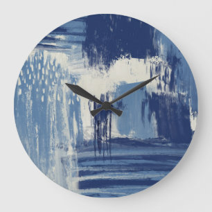 Abstrakt Blau und Elfenbein Große Wanduhr