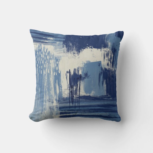 Abstrakt Blau und Elfenbein Kissen (Vorderseite)